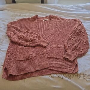 Pink Madewell pom pom sweater. Size small